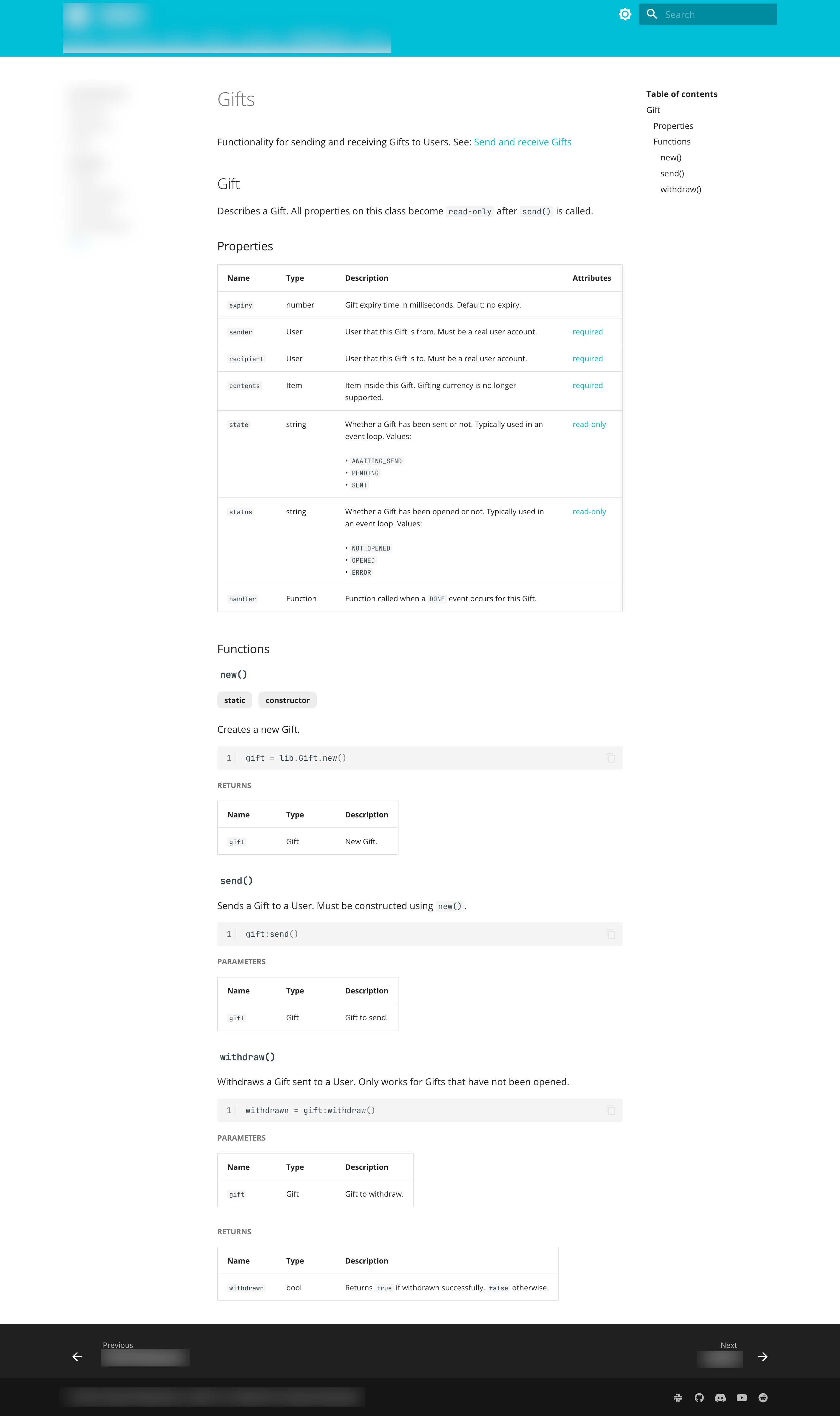 Screenshot of sample API documentation